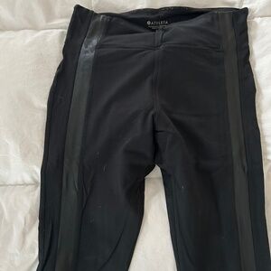 Athleta high-waist legging with faux leather tuxedo stripe - S Tall